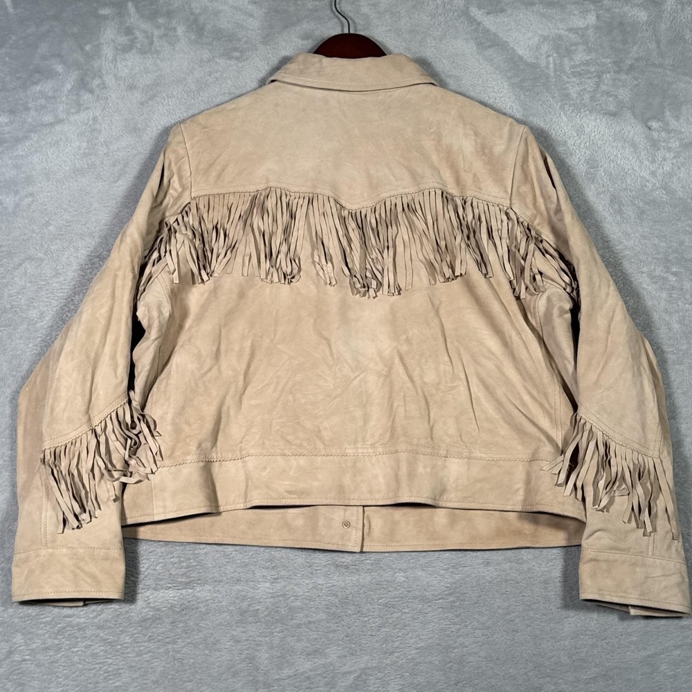 Lauren Ralph Lauren Jacket Womens 16W Beige Suede Fringe Western Collared - Picture 8 of 9